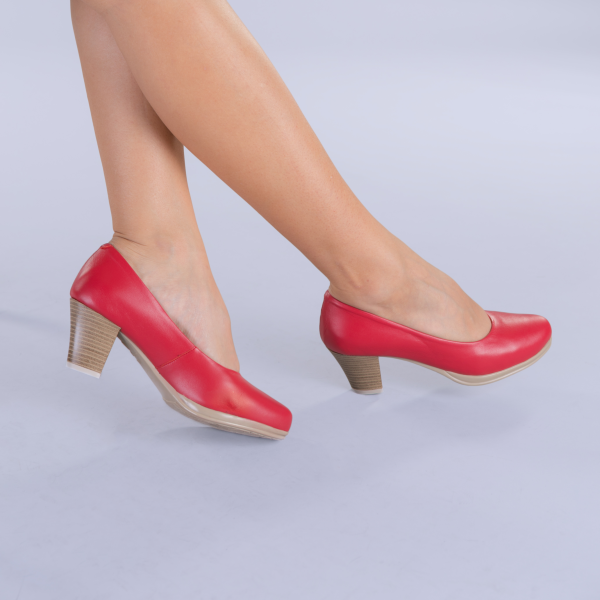 Pantofi dama piele cu toc Seea rosii - Kalapod.net